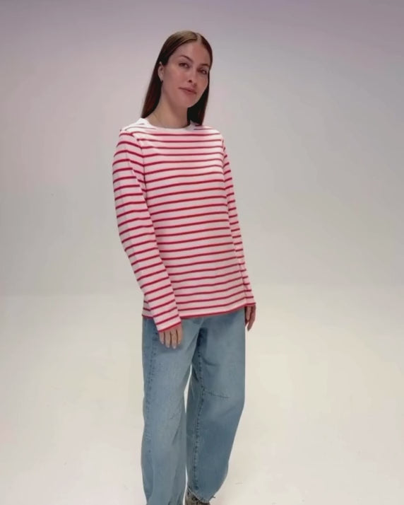 Sonny Midweight Organic Cotton Red Breton T-Shirt product video
