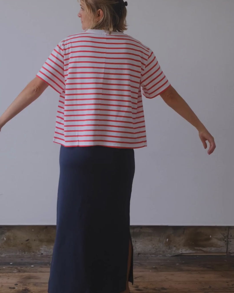 Claire Navy organic cotton jersey skirt from Ivy
