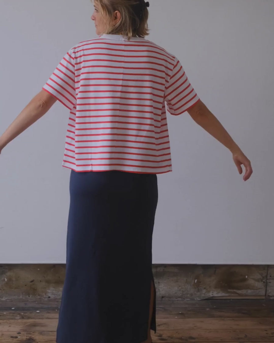 Claire Navy organic cotton jersey skirt from Ivy
