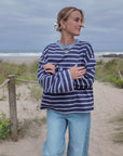 Orla Long Sleeve Midweight Organic Cotton Purple Multi Stripe T-Shirt beach video