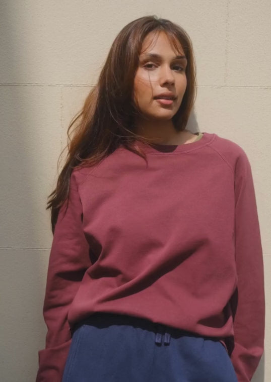 Nancy Oversized Organic Cotton Burgundy Sweatshirt