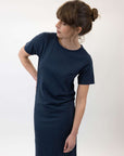 low crew neck dress