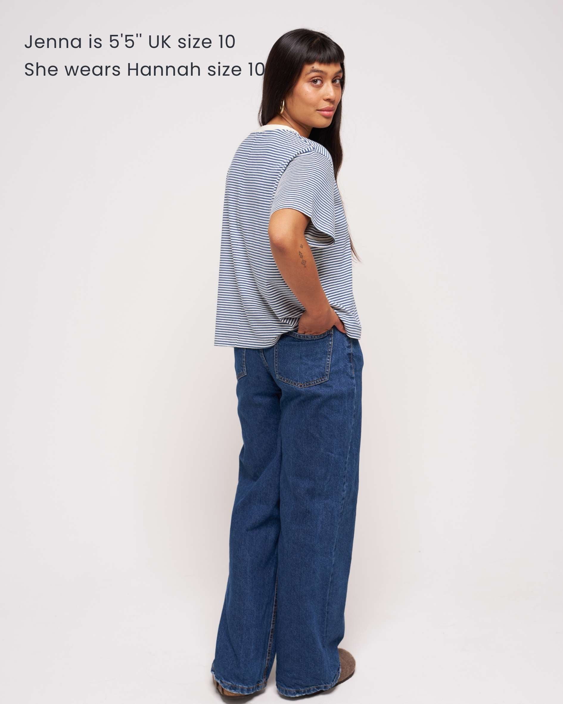 size 10 organic cotton cropped blue stripe t-shirt