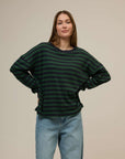 green and blue stripe tee