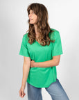 green v neck t shirt