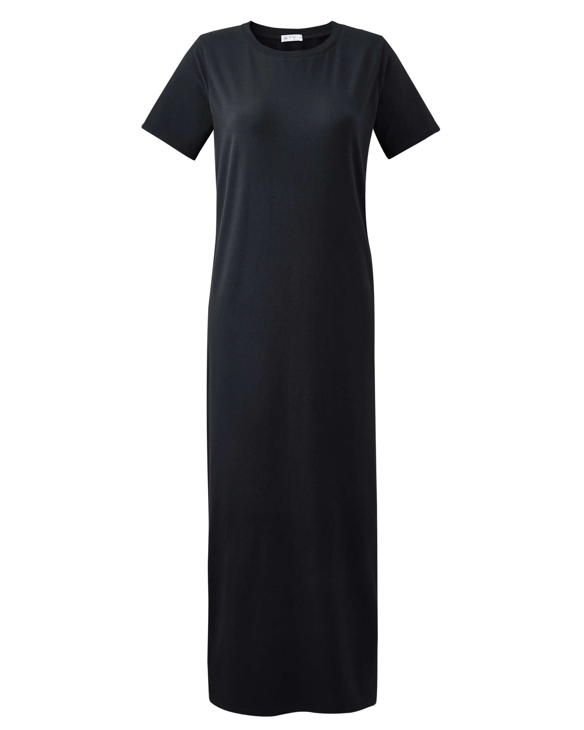 Elle Semi-Fitted Organic Cotton Crew Neck T-Shirt Dress Black Elle Semi-Fitted Organic Cotton Crew Neck T-Shirt Dress Black