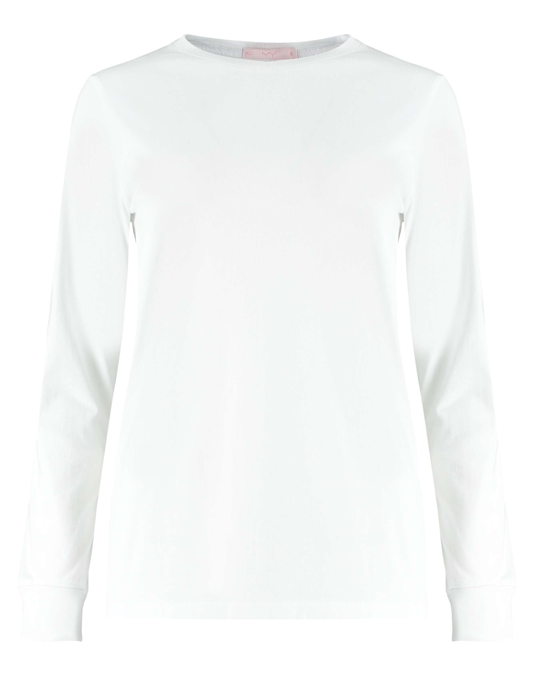 rib cuff long sleeve t shirt in white