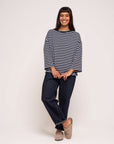 Erin 3/4 Organic Cotton White Breton T-Shirt