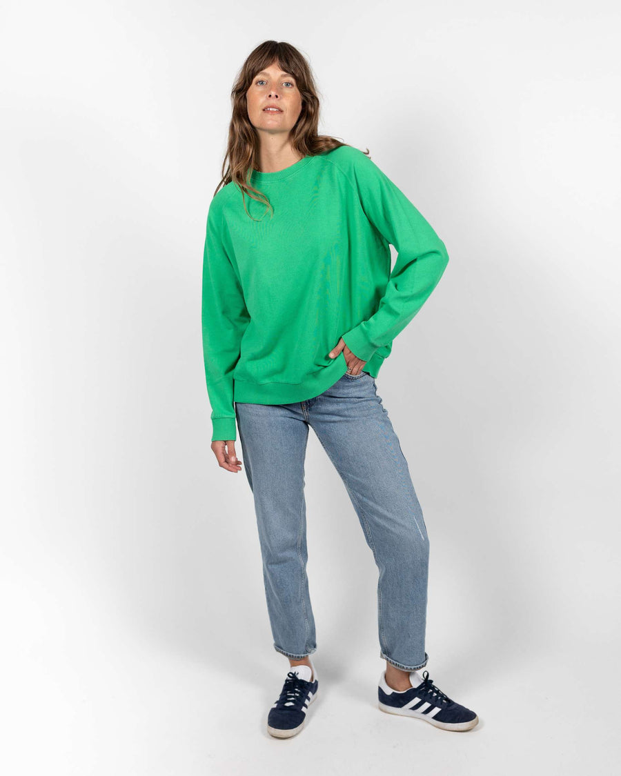 green sweatshirt in organic cotton