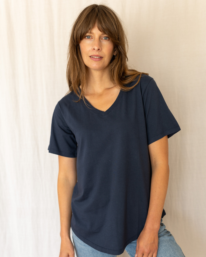 Dotty V Organic Cotton Navy T-Shirt
