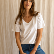 organic cotton white v neck tee