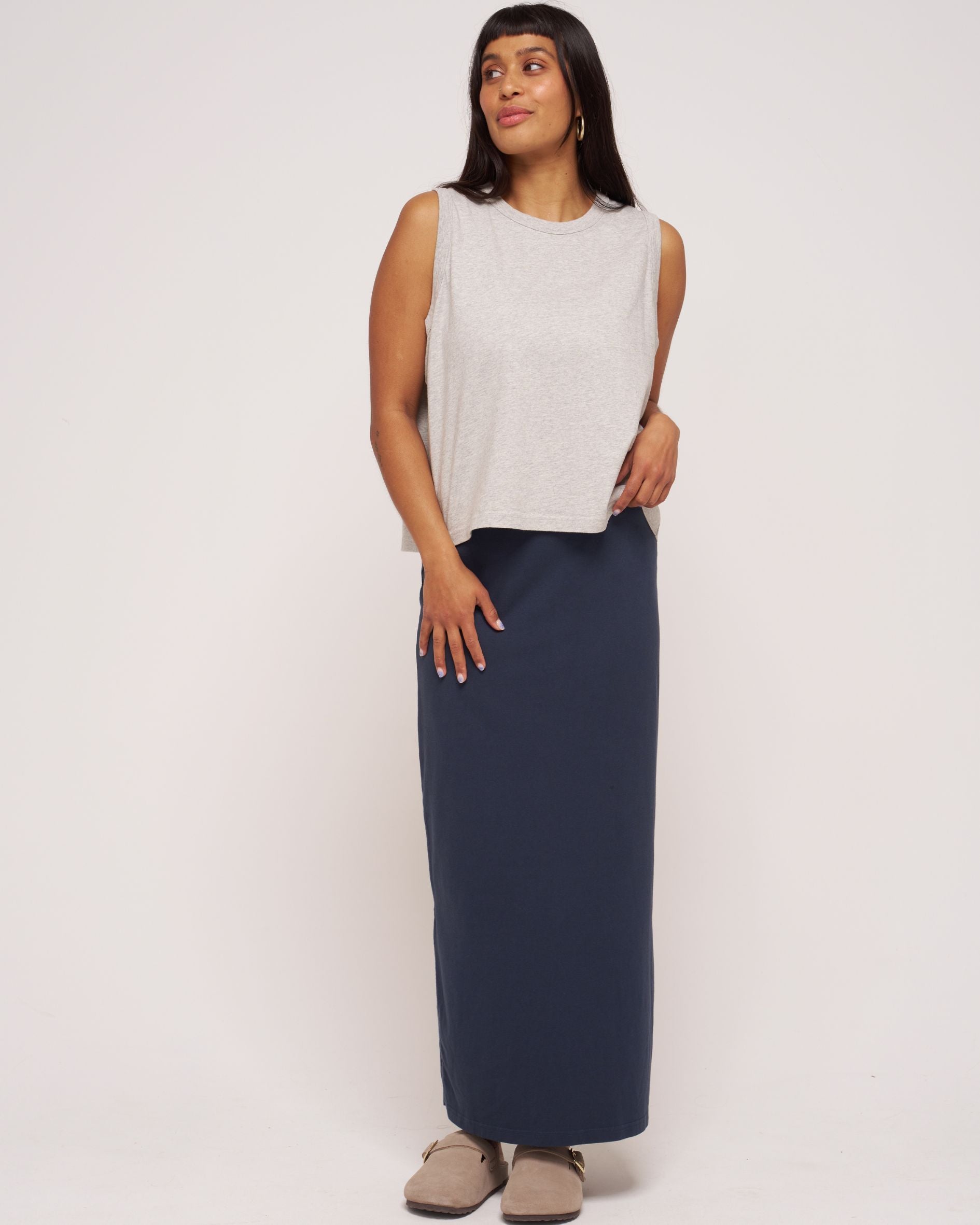 willow light grey organic cotton vest top
