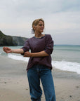women's cotton maya long sleeve watermelon navy stripe t-shirt