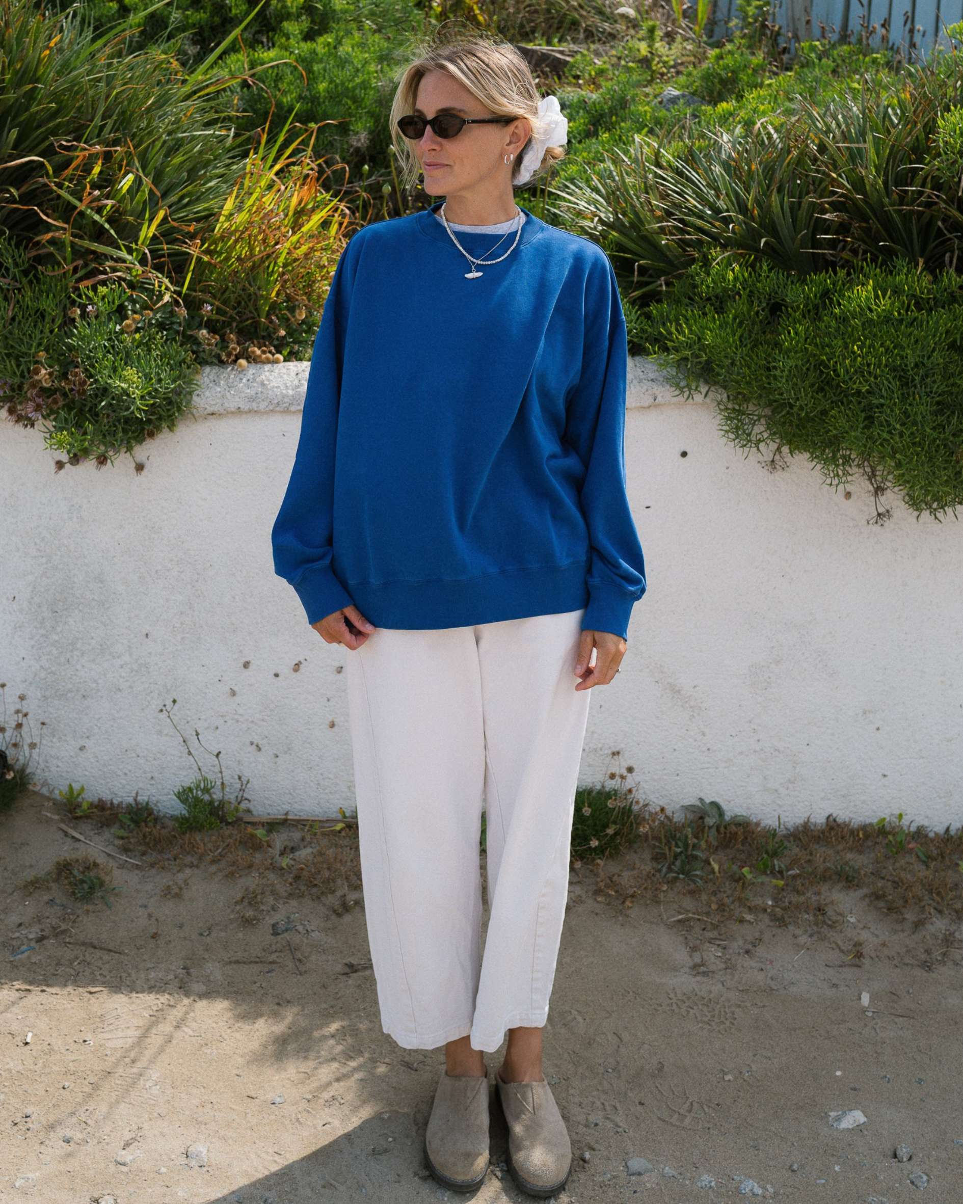 women's cotton oversized cobalt blue sweatshirt