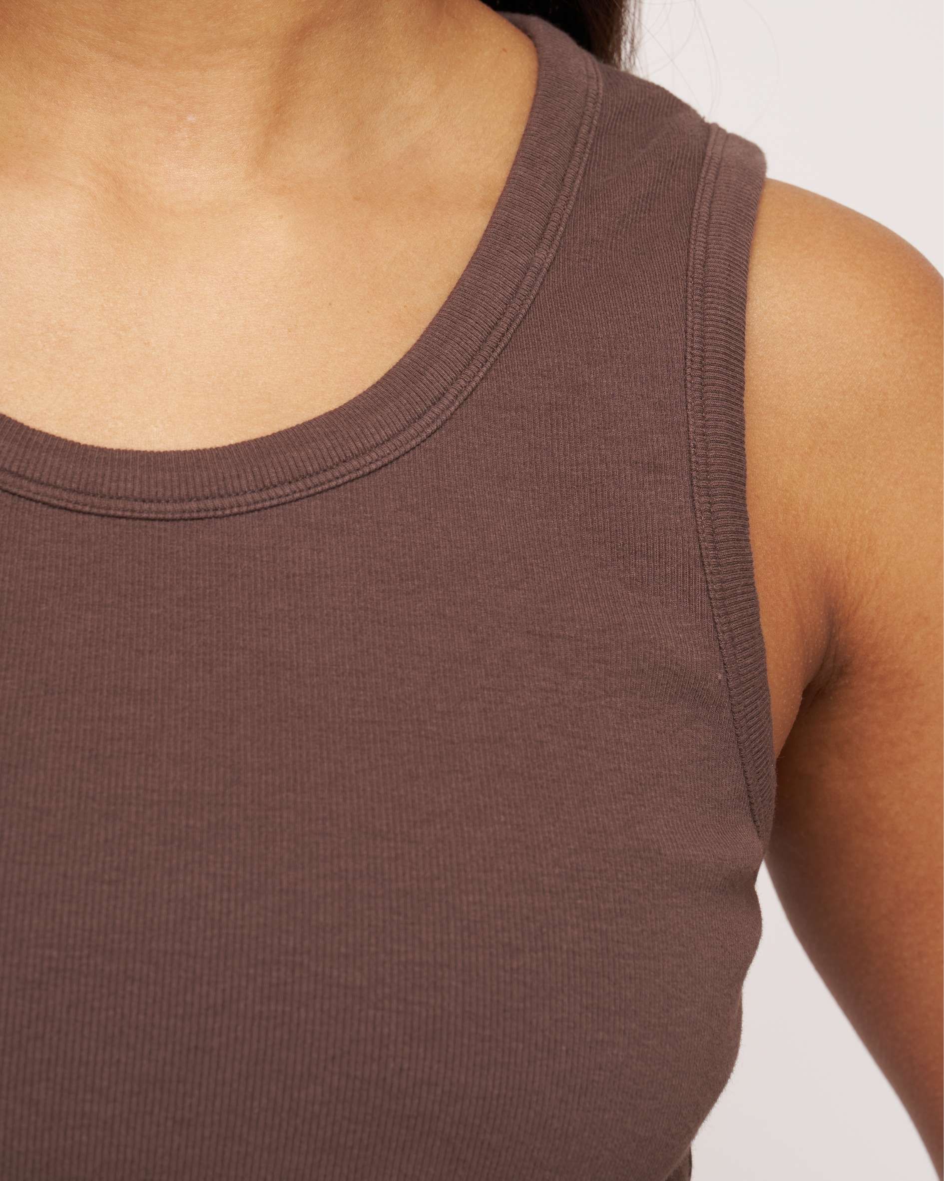 women's mocha rib fitted cotton tank
