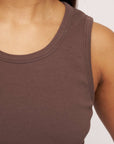 women's mocha rib fitted cotton tank