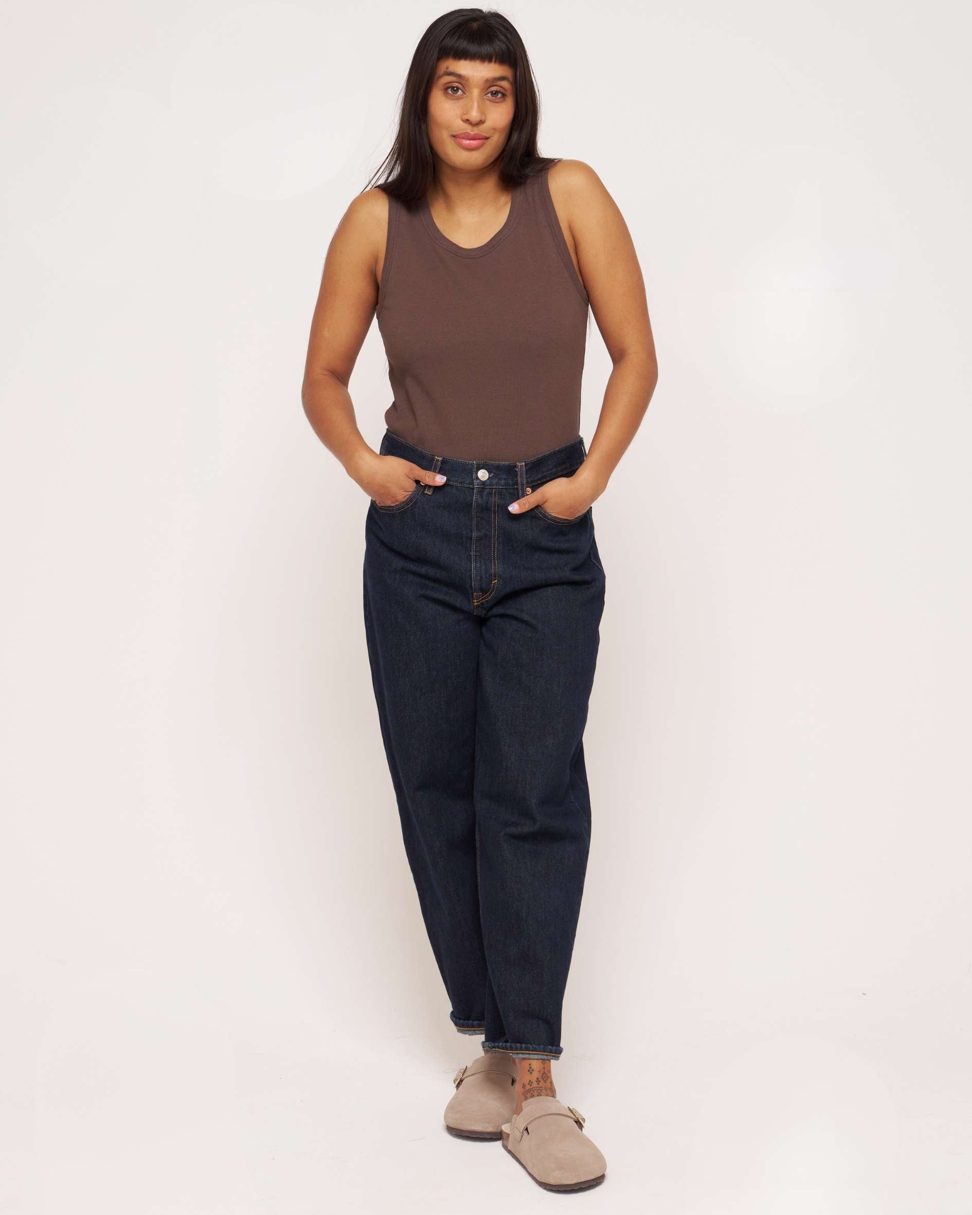 women's organic cotton chocolate rib vest