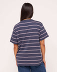womens boyfriend Navy Blue Pale Pink Stripe t-shirt