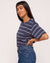 womens boyfriend Navy Pink Stripe t-shirt size 10