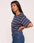 womens boyfriend Navy Pink Stripe t-shirt size 10