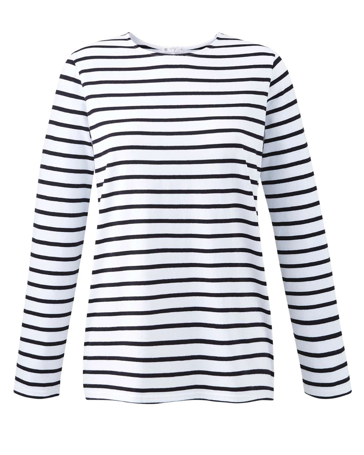 black and white breton long sleeved tee