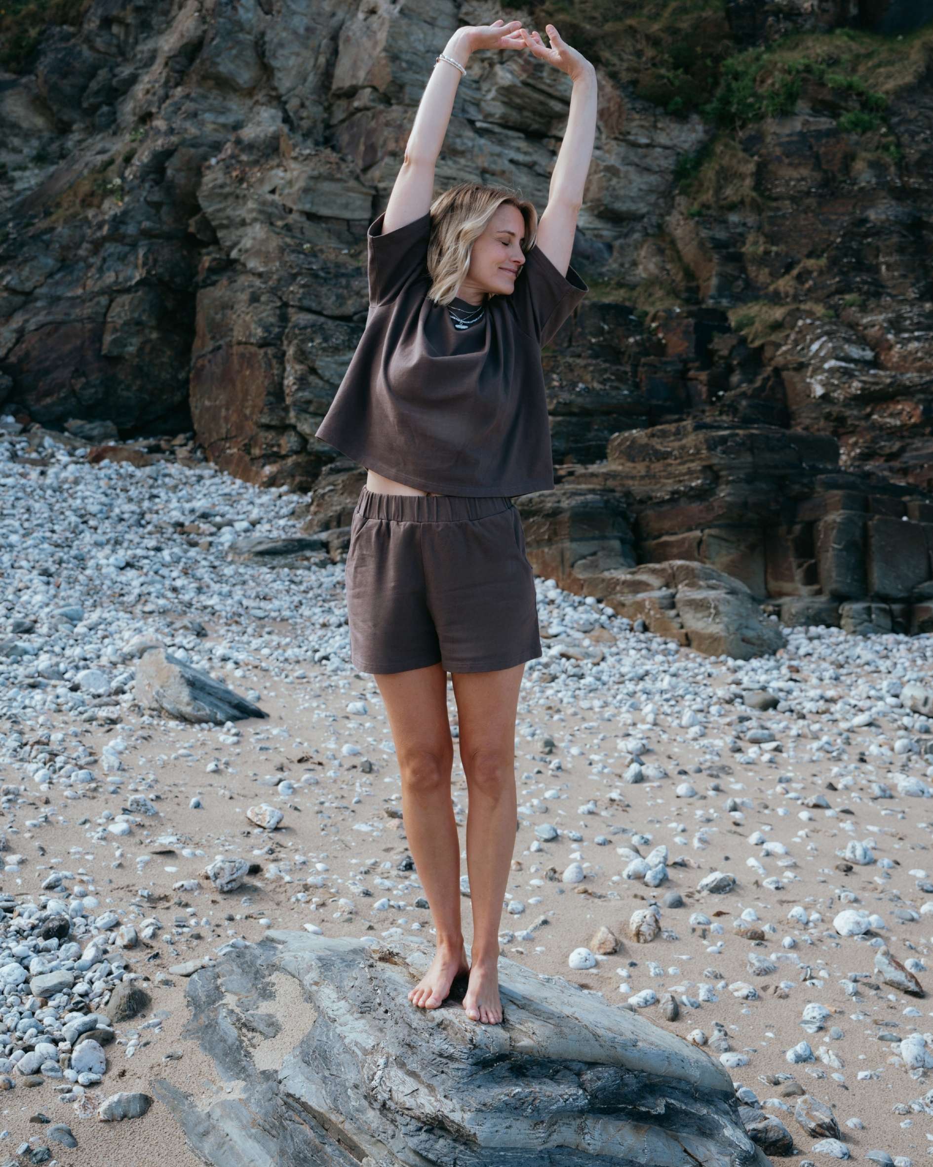 womens mocha t-shirt short co-ord set