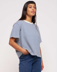 womens organic cotton airforce stripe t-shirt