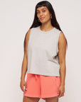 womens organic cotton grey high neck vest coral short set
