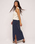 womens organic cotton navy claire midi skirt