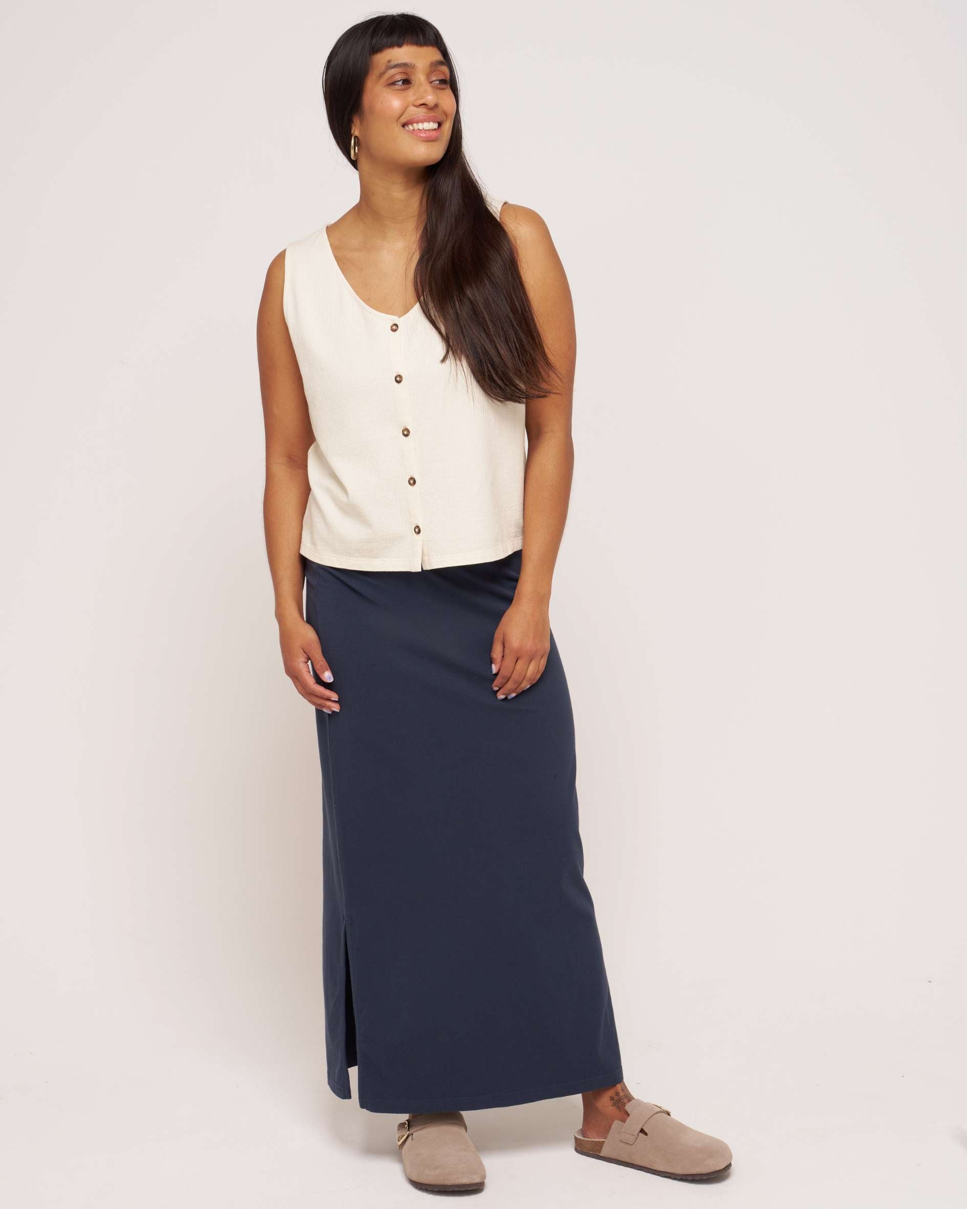 womens relaxed fit cotton ecru vest 