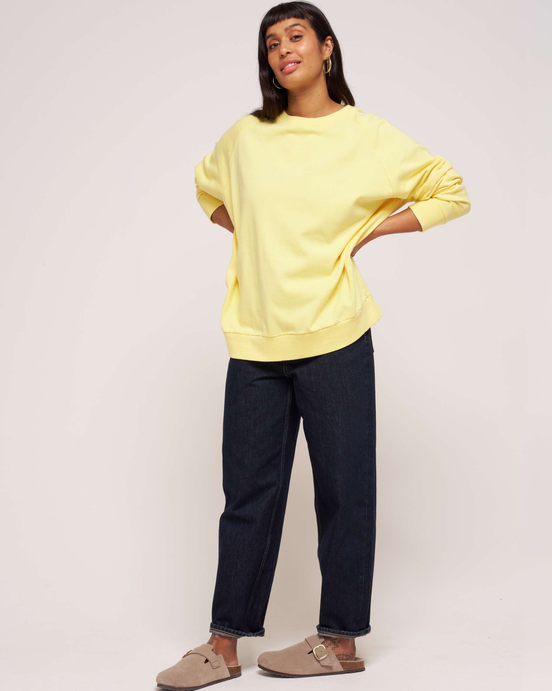 womens ribbed crew buttercup sweatshirt