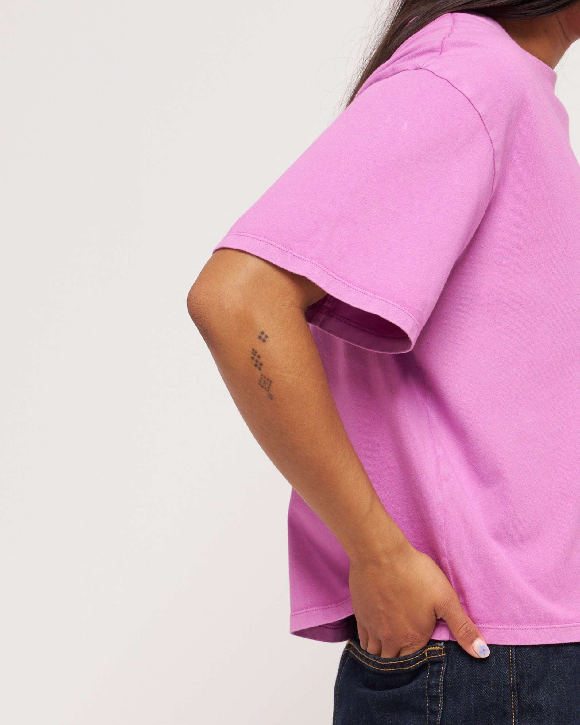 womens short sleeve washed purple pink t-shirt