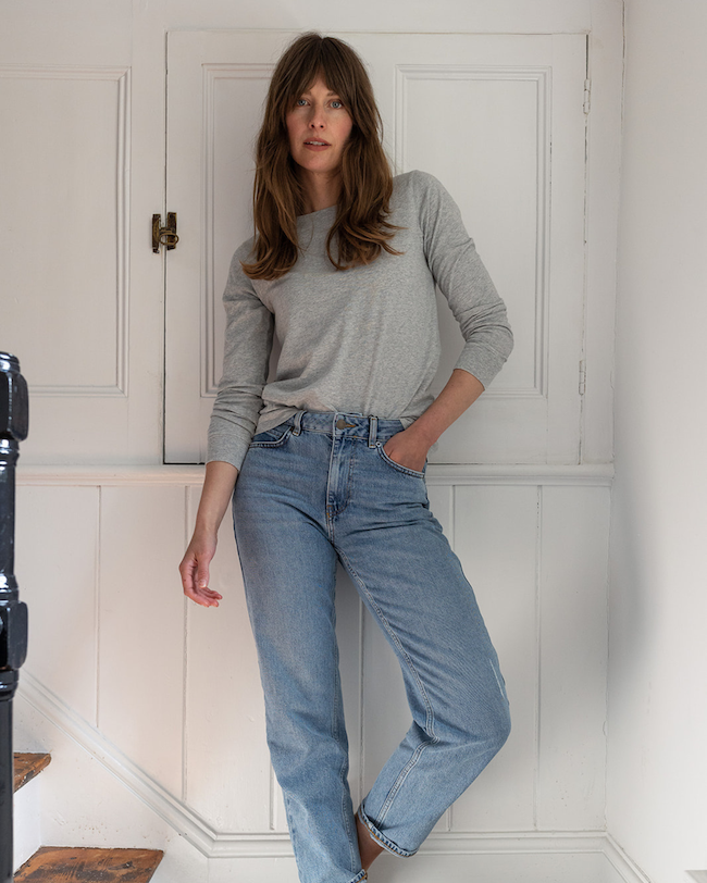 grey long sleeve organic cotton top