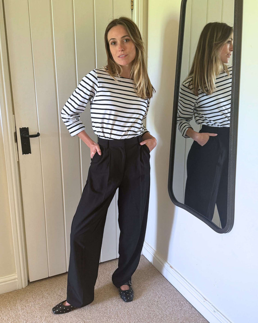 work style with a breton top
