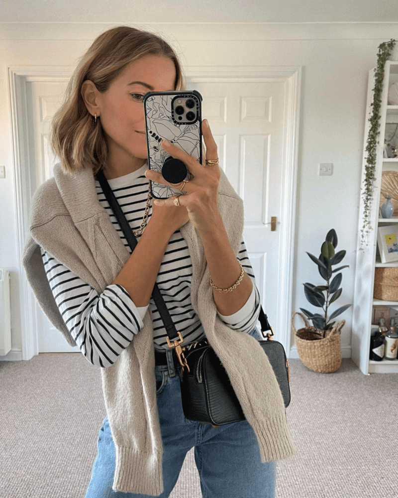 Navy Breton stripe top